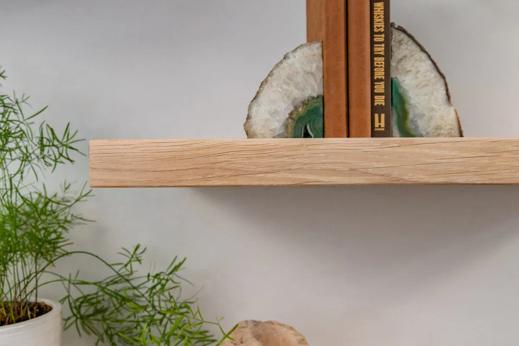 Thin Contemporary Clean Lined – White Oak Floating Shelves For Plasterboard Walls