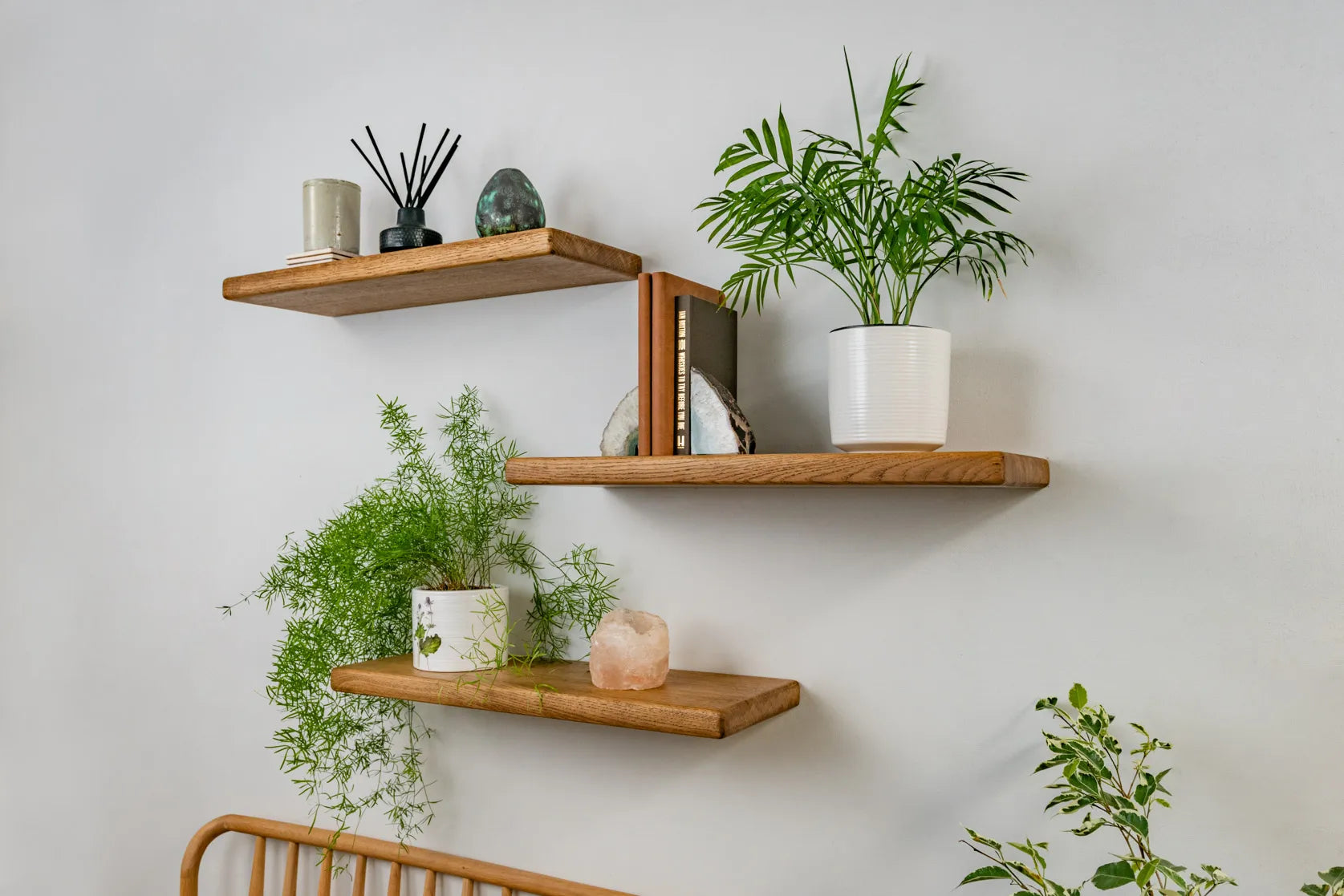 Country Cottage Style Dark Oak Floating Shelves