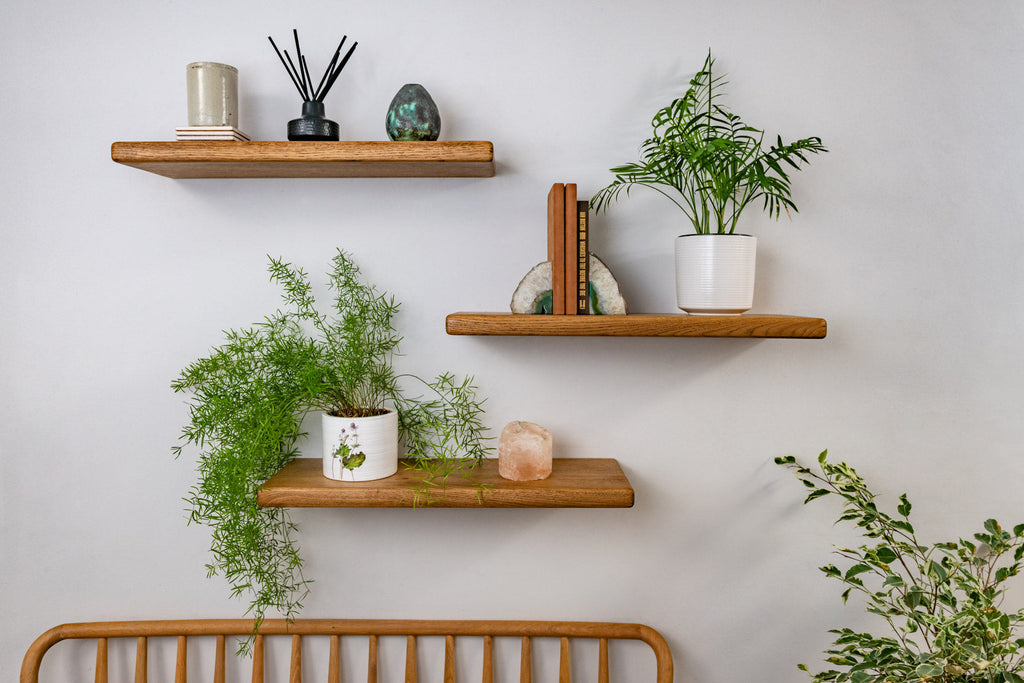 Thin Country Cottage – Dark Oak Shelves For Plasterboard Walls