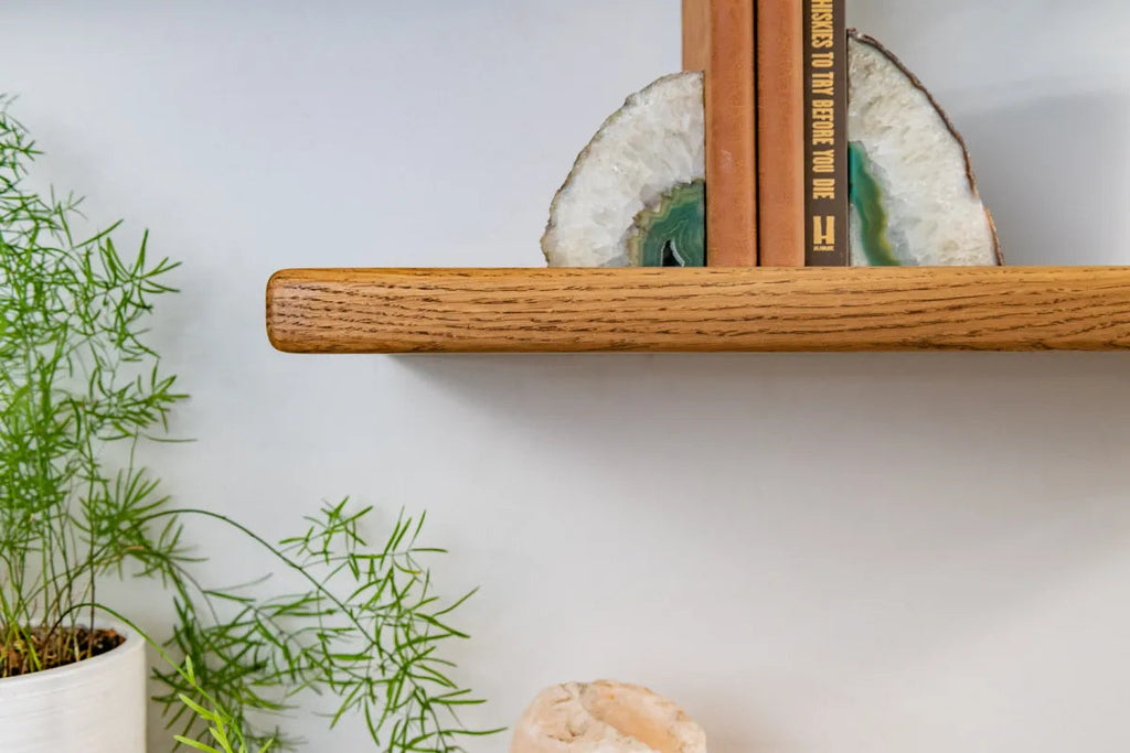 Thin Country Cottage – Dark Oak Shelves For Plasterboard Walls