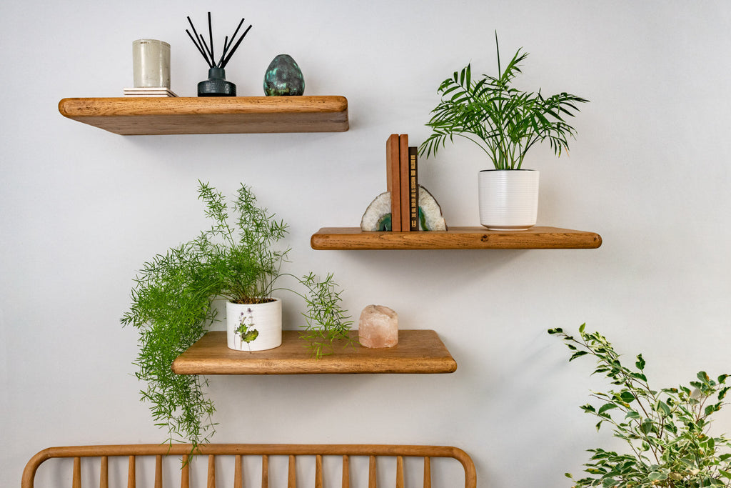 Thin Farmhouse – Dark Oak Shelves For Plasterboard Walls