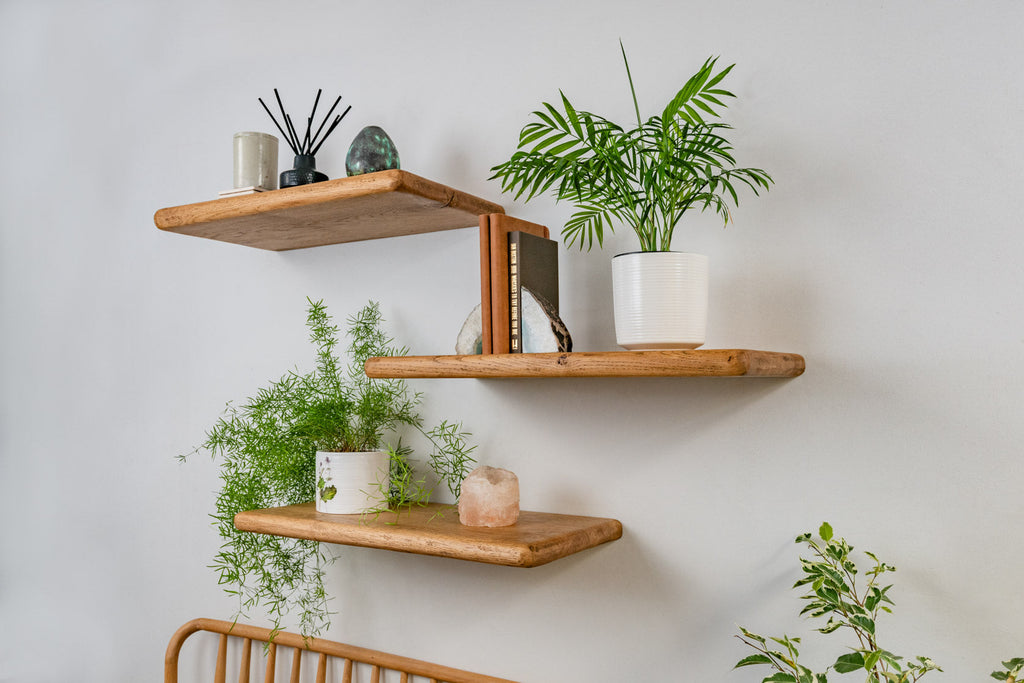Thin Farmhouse – Dark Oak Shelves For Plasterboard Walls