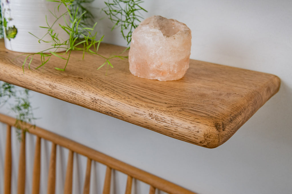 Thin Farmhouse – Dark Oak Shelves For Plasterboard Walls