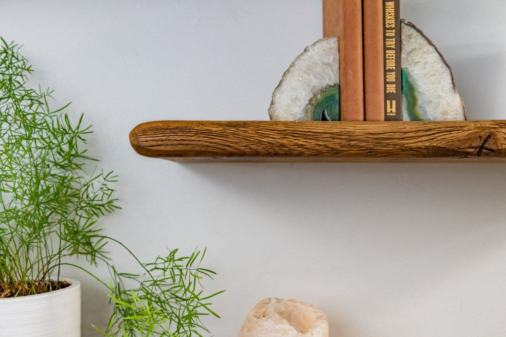 Thin Rustic Reclaimed Style– Dark Oak Shelves For Plasterboard Walls