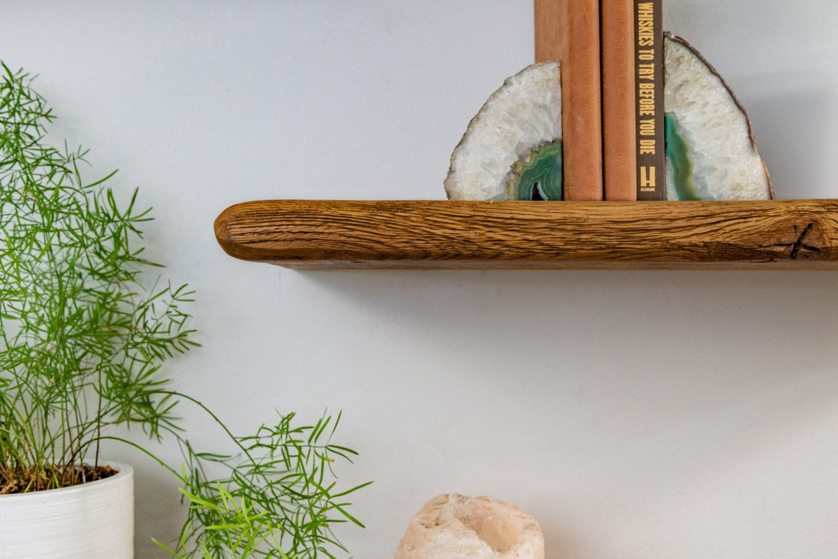 Thin Rustic Reclaimed Style– Dark Oak Shelves For Plasterboard Walls