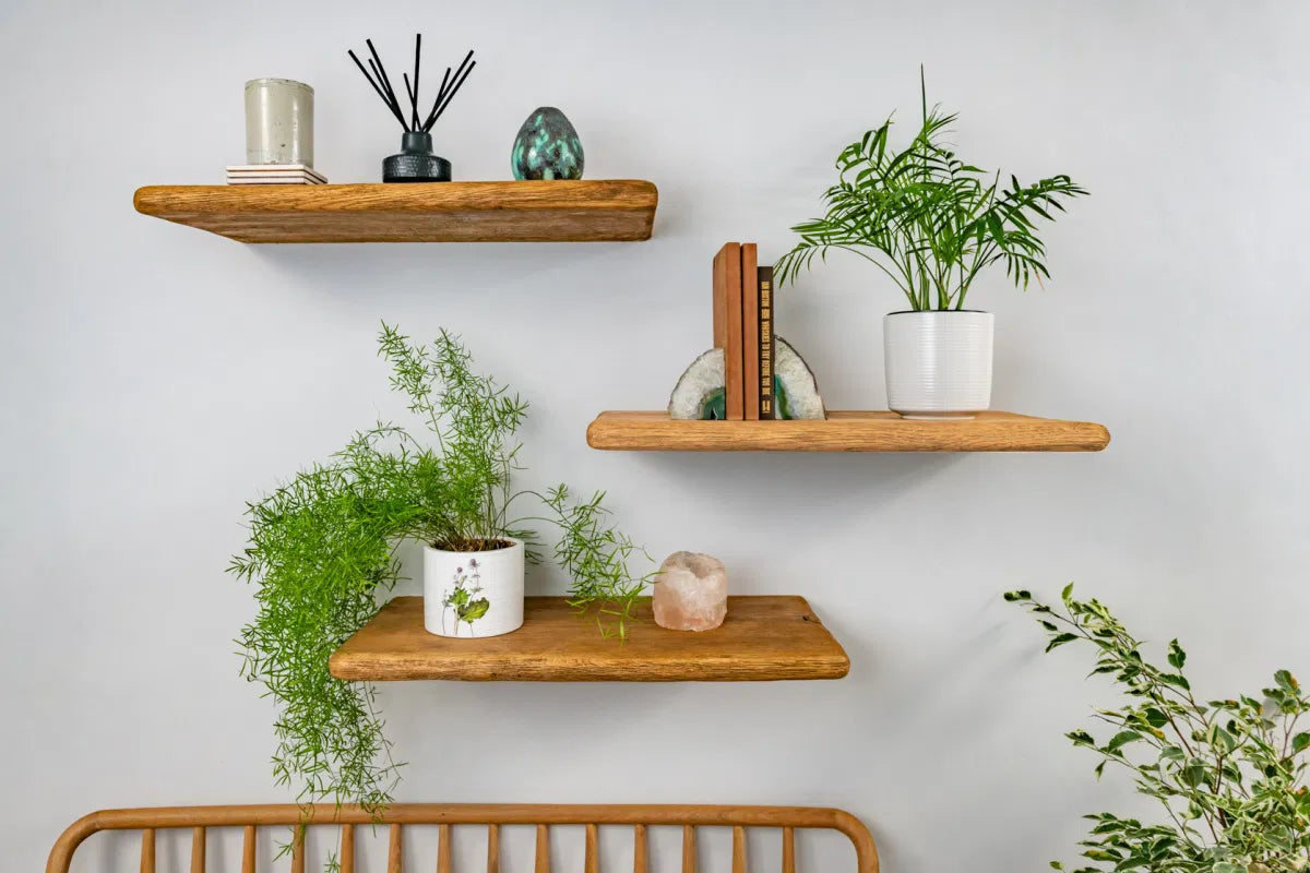 Thin Rustic Reclaimed Style– Natural Oak Shelves For Plasterboard Walls